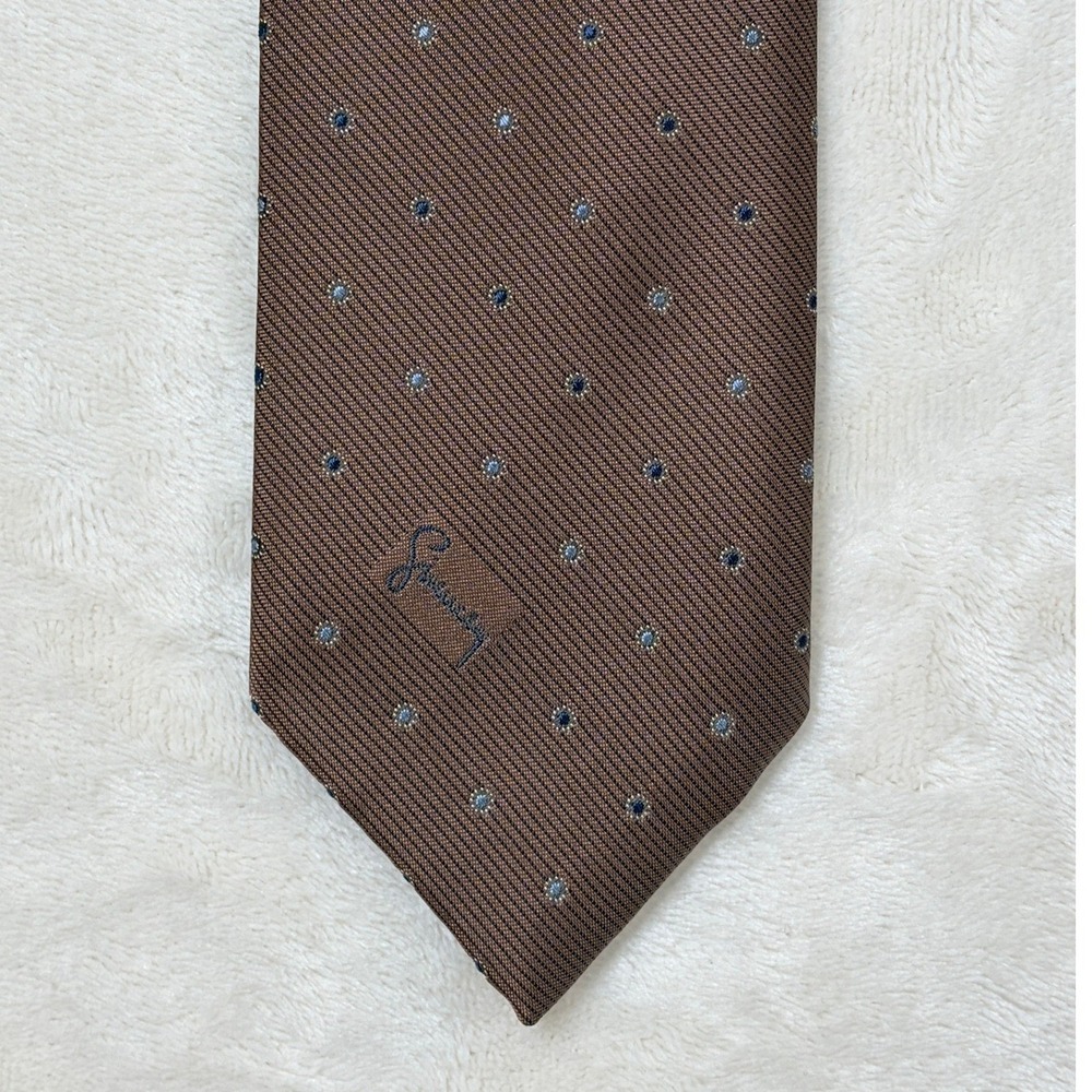Givenchy Brown Geometric Dot Silk Blend Necktie Mens OS Excellent